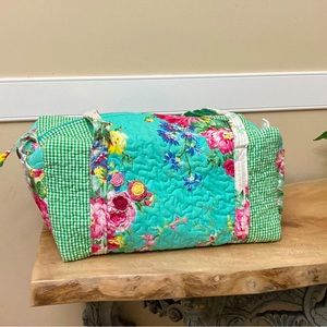 April Cornell NWT Green Floral  Patchwork Large Duffle Bag
